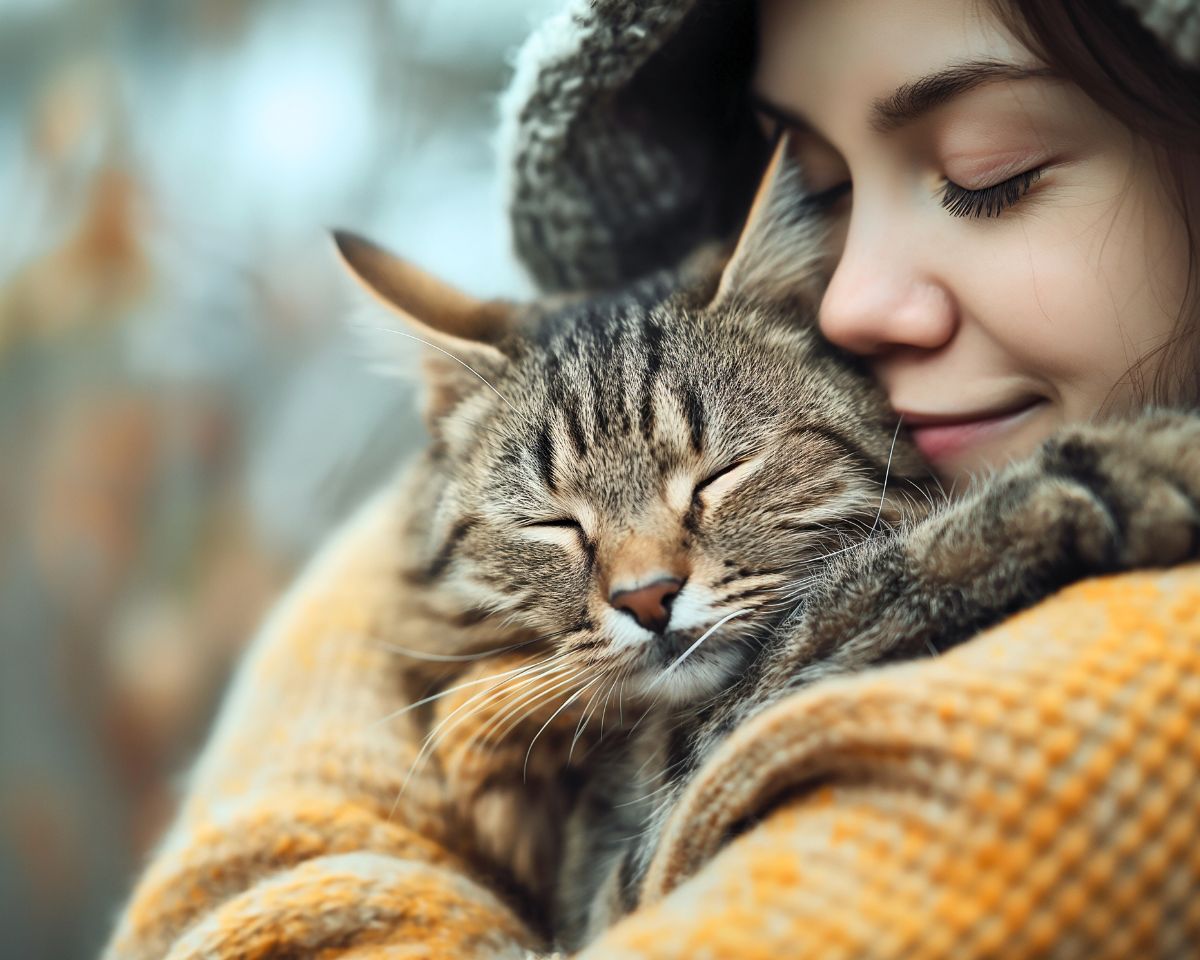 smiling-woman-holding-her-tabby-cat-close-in-the-forest-1200x960-1