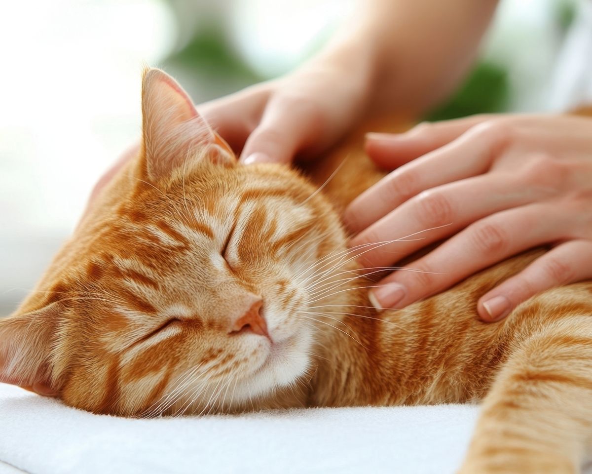 tabby-cat-nuzzling-tree-branch-in-autumn-setting-aleksey-kuzmichev-JX0crr83FBs-unsplash-1200x960-1 an orange tabby cat being given a massage by a person